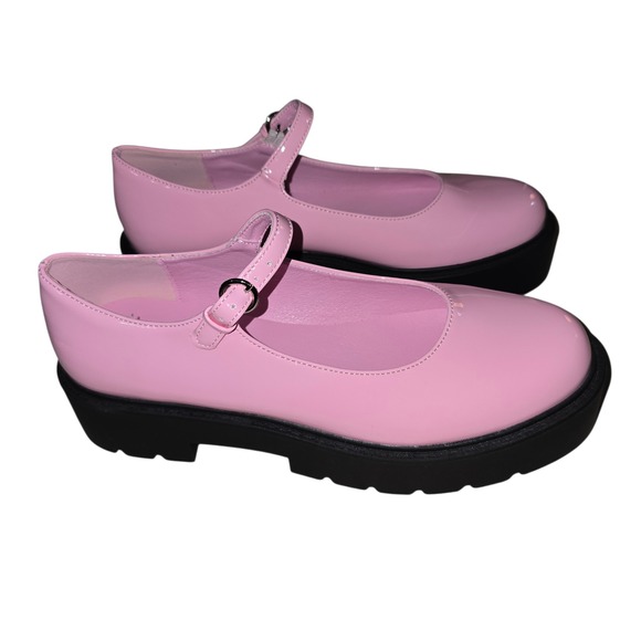 Wild Diva Shoes - Wild Diva Platform Mary Jane Shoes Pink Patent Chunky Heel Buckle Strap Sz 7.5